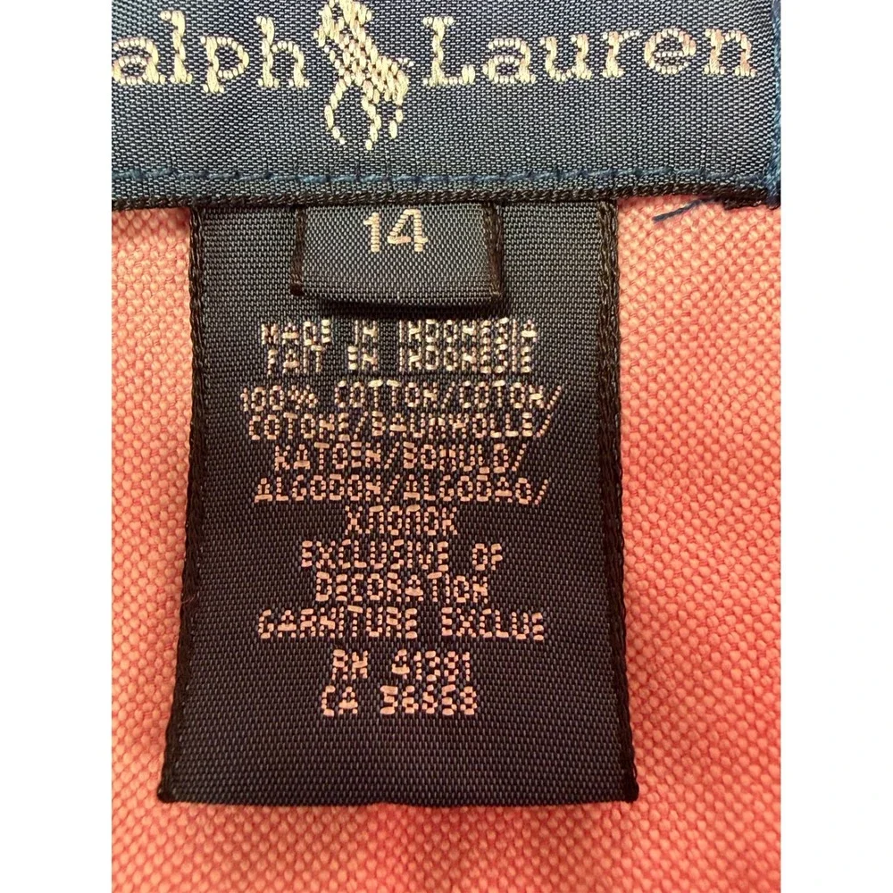 Ralph Lauren Boys Pink Oxford Button Down Shirt Long Sleeve Size 14 Pony Logo